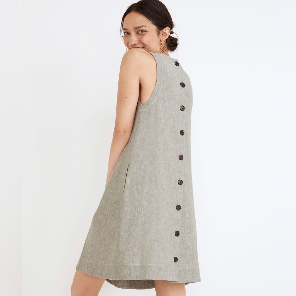 Madewell Women's Linen-Cotton Tank Mini Dress Size L NF885